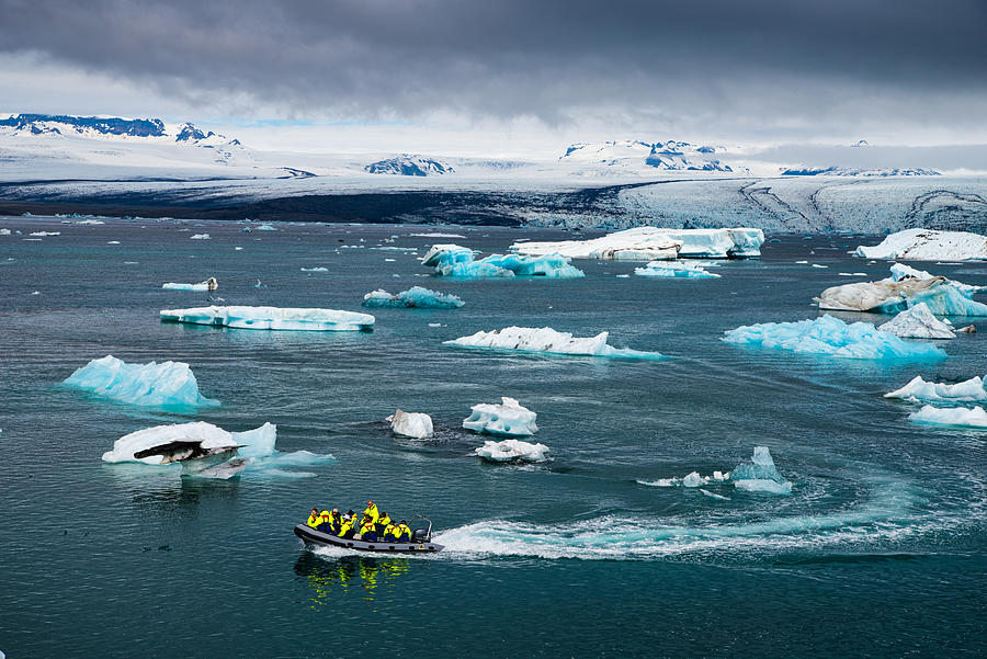 Boat in Joekulsarlon glacier lagoon Iceland Photograph by Matthias Hauser