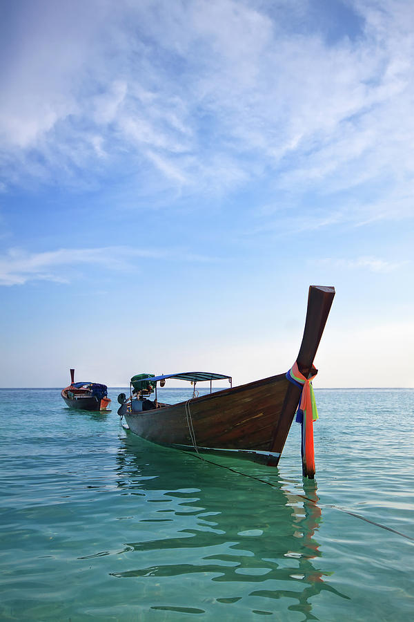Summer Photograph - Boat in Libe island  by Anek Suwannaphoom