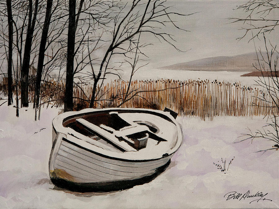 Tree Painting - Boat in Snow by Bill Dunkley