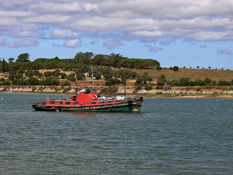 Boat in the Estuary at Alvor Photograph by Jeff Townsend