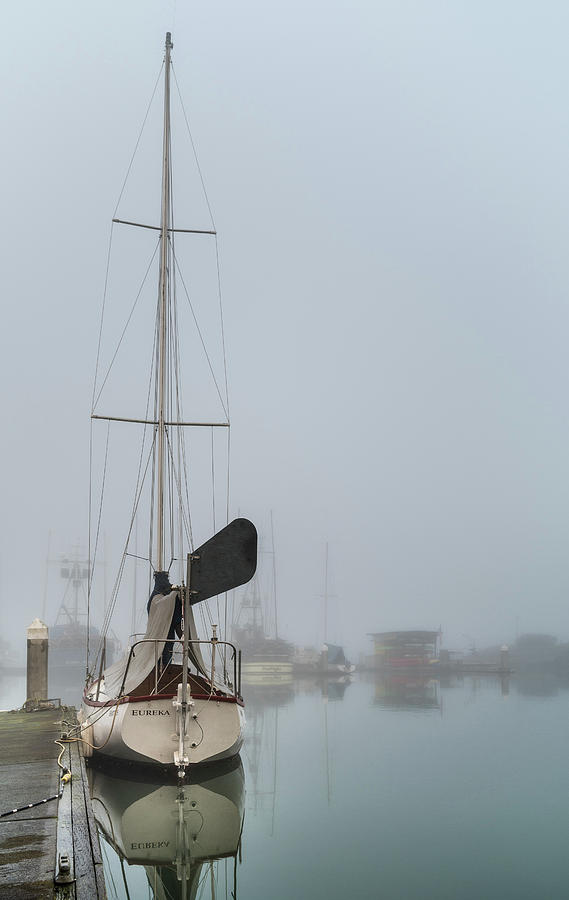 Humboldt Bay Photograph - Boat in the Fog by Greg Nyquist