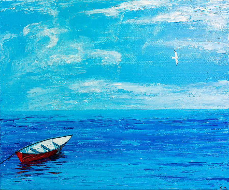 Boat in the Sea Painting by Olga OM - Fine Art America