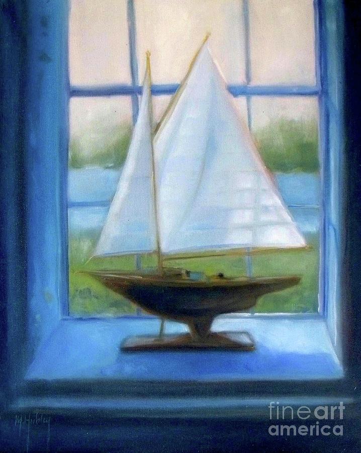 Boat in the Window Painting by Mary Hubley