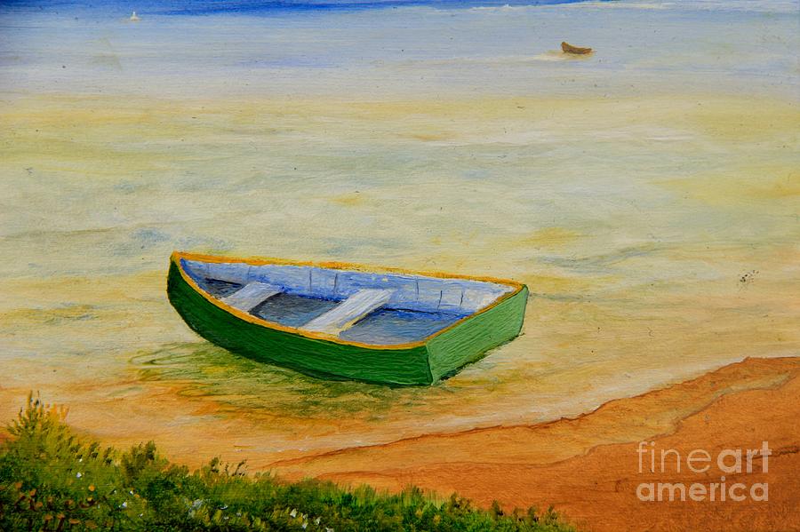 Boat Near The Beach. SOLD Painting by Alicia Maury