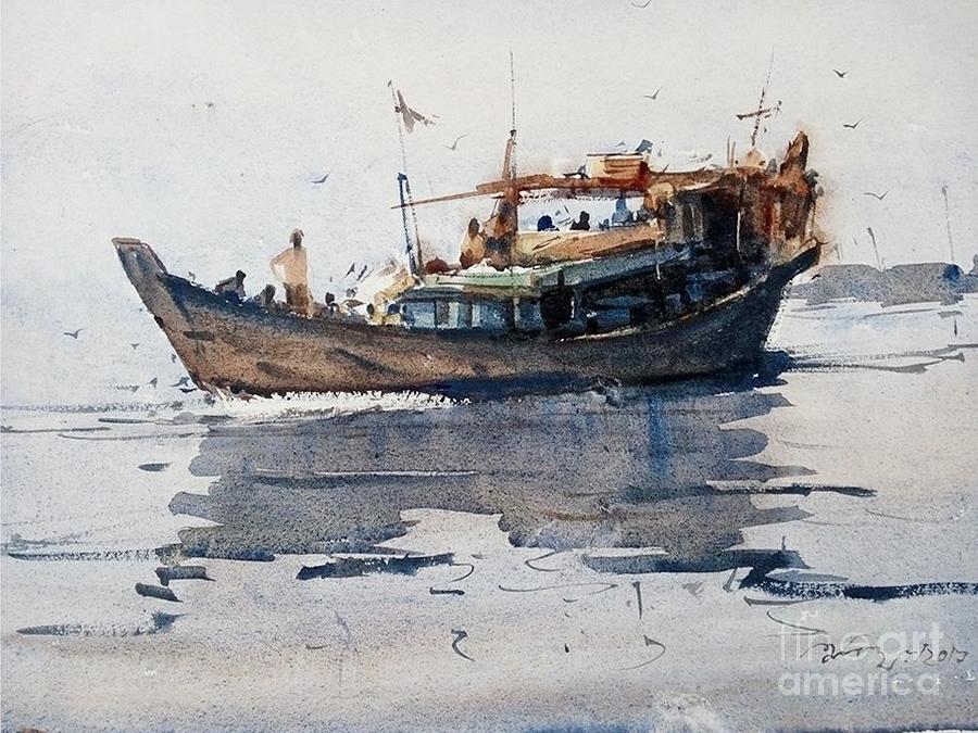 Boat Painting - Boat of Bangladesh by Anisur Rahman