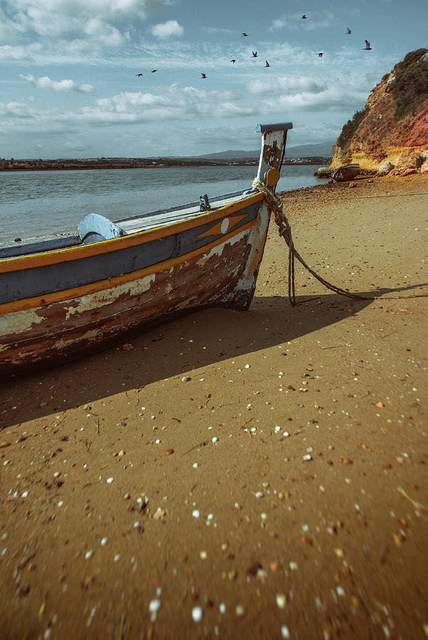 Boat on a Beach Photograph by Carlos Caetano