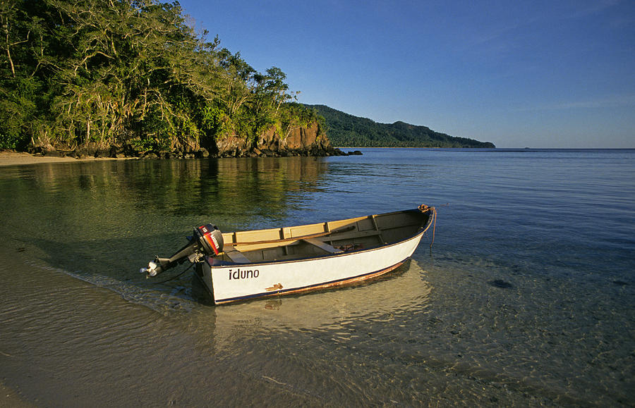 Boat on a Beach, Fiji Photograph by Buddy Mays