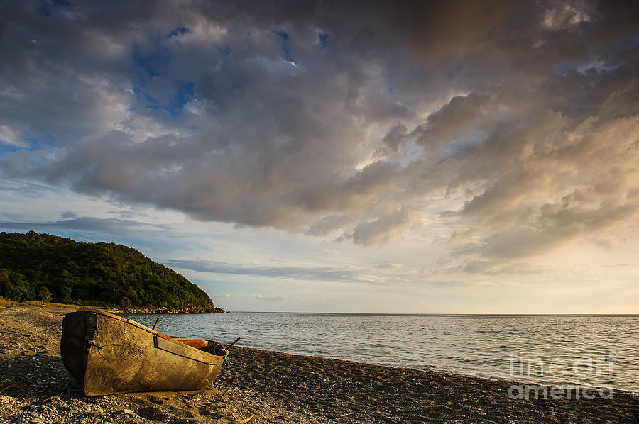 Sunset Photograph - Boat On A Beach - St. Thomas - Jamaica by Marc Evans