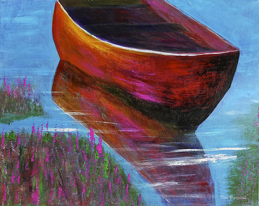 Boat on a Pond Painting by Dick Bourgault