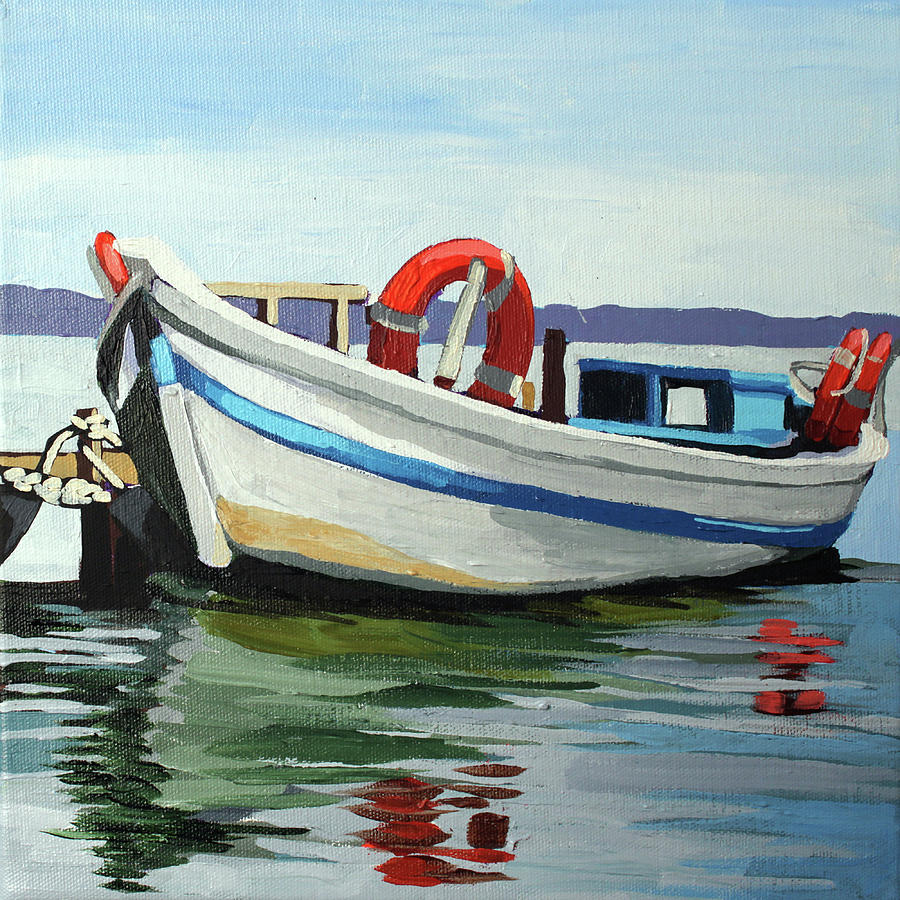 Boat on a River Painting by Melinda Patrick