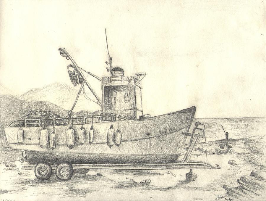 Boat on dry land Drawing by Jovana Babic - Fine Art America