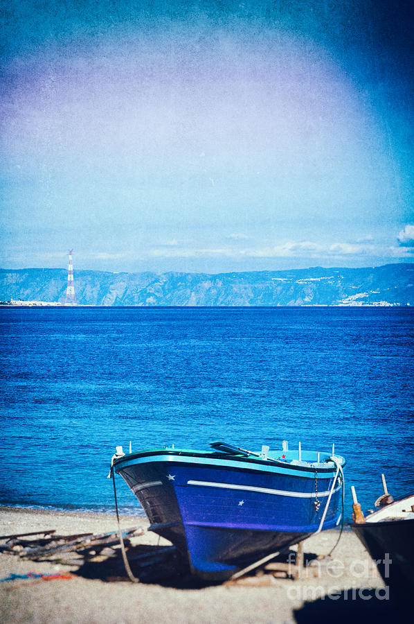 Summer Photograph - Boat on Messina strait, Italy by Silvia Ganora