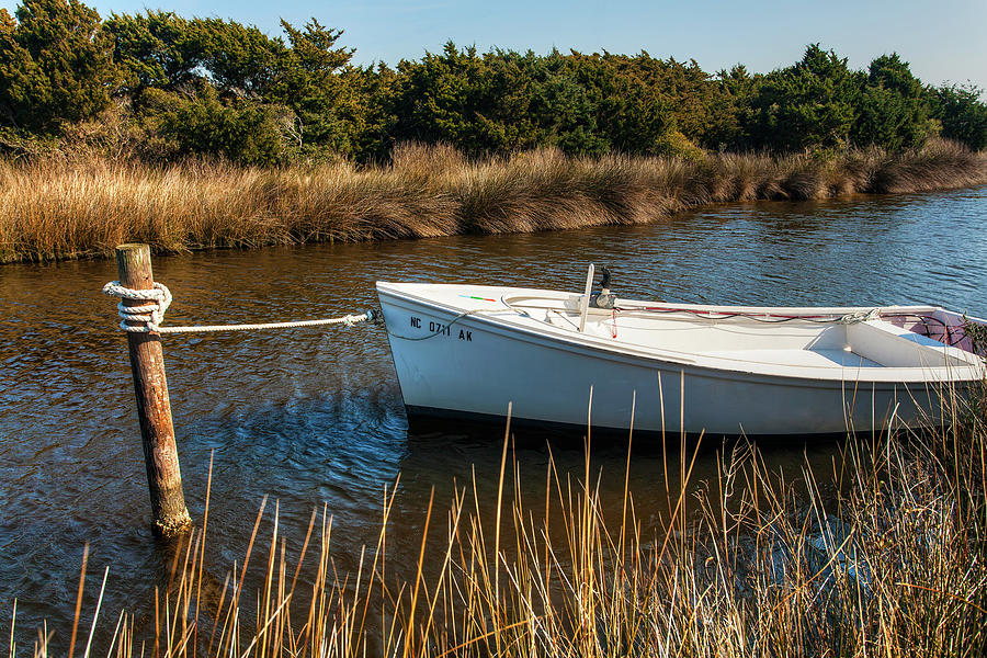 Boat on Pamlico Sound Ocracoke Island Outer Banks Photograph by Dan Carmichael