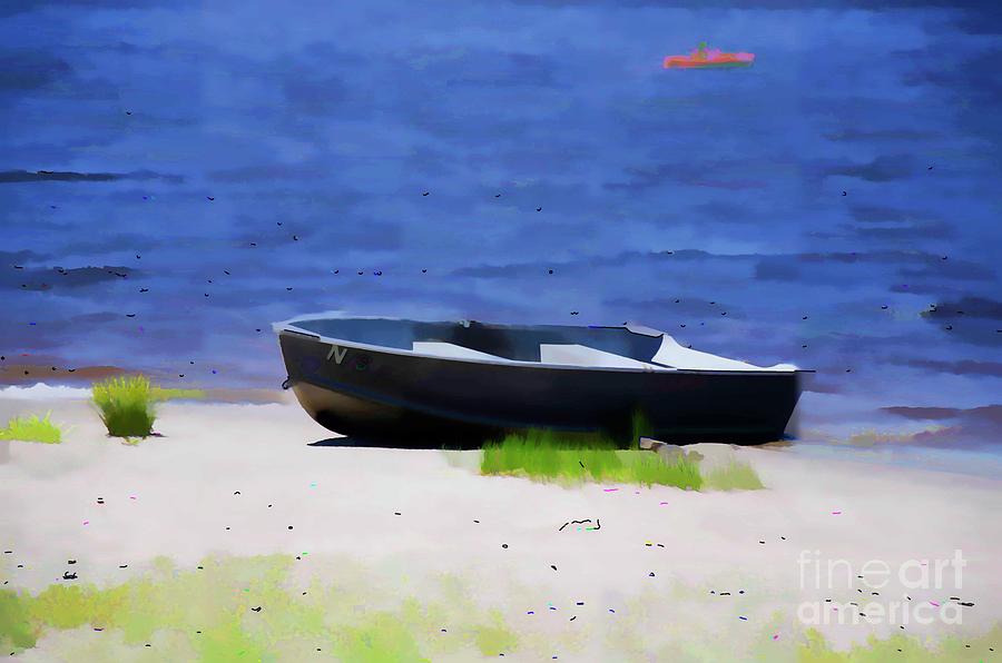 Boat on the beach Painting by Jeelan Clark