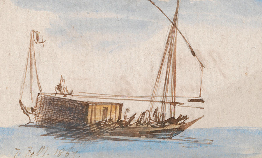 Boat on the Nile Drawing by Edward Lear