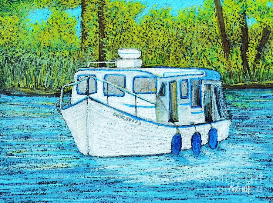 Boat on the River Painting by Reb Frost