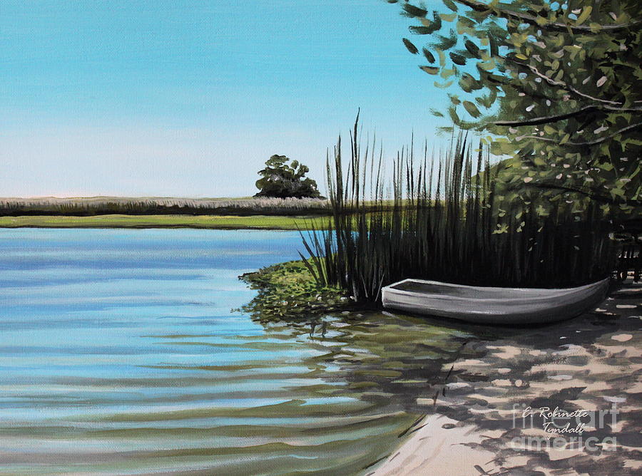 Boat on the Shadowed Beach Painting by Elizabeth Robinette Tyndall