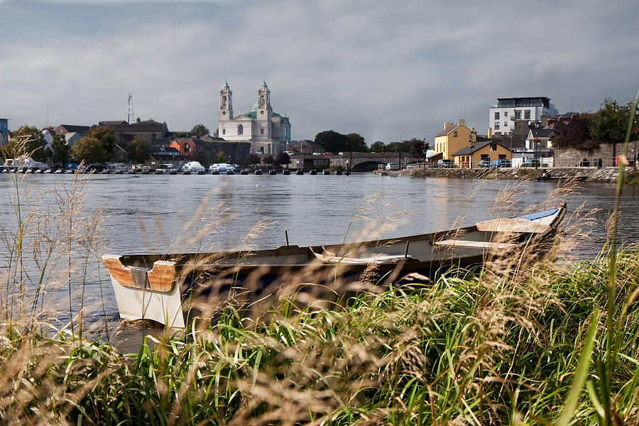 Boat Photograph - Boat on the Shannon at Athlone County Westmeath by Deborah Squires