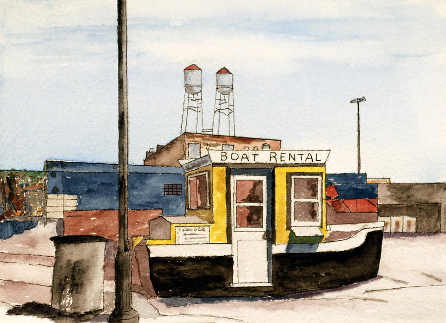 Boat Rental near Duluth Canal Park Painting by R Kyllo