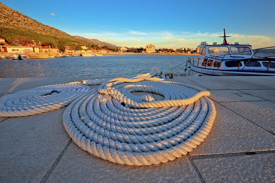 Boat rope at sunset view Photograph by Brch Photography