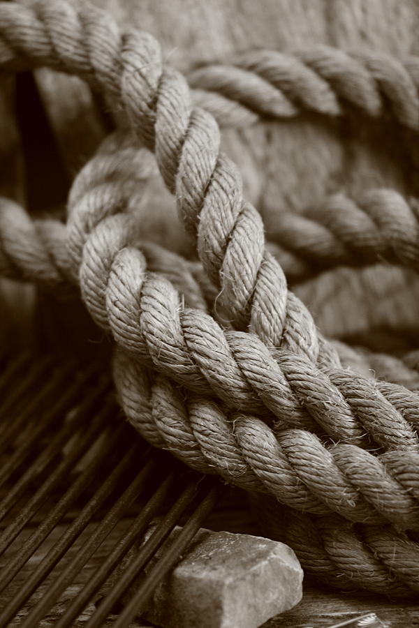 Rope Photograph - Boat Rope Sepia Tone by Alan Bartl