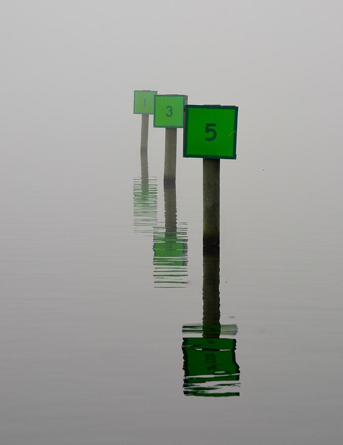 Channel Markers in the Fog Photograph by Richard Bryce and Family