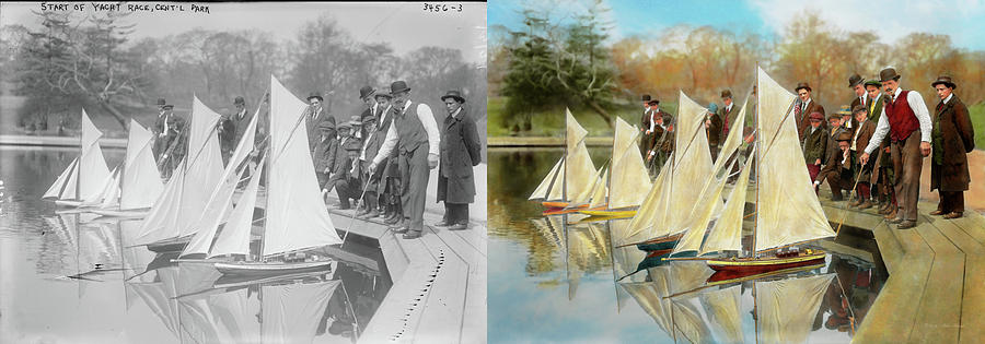 Boat - Sorry kids this ones mine 1910 - Side by Side Photograph by Mike Savad