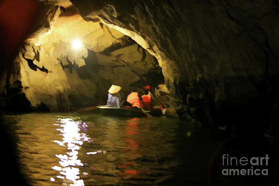 Boat thru Cave Tam Coc Vietnam  Photograph by Chuck Kuhn