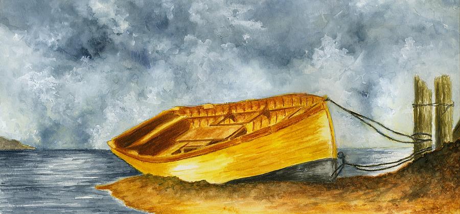 Boat Painting - Boat Tied to The Post by Michael Vigliotti