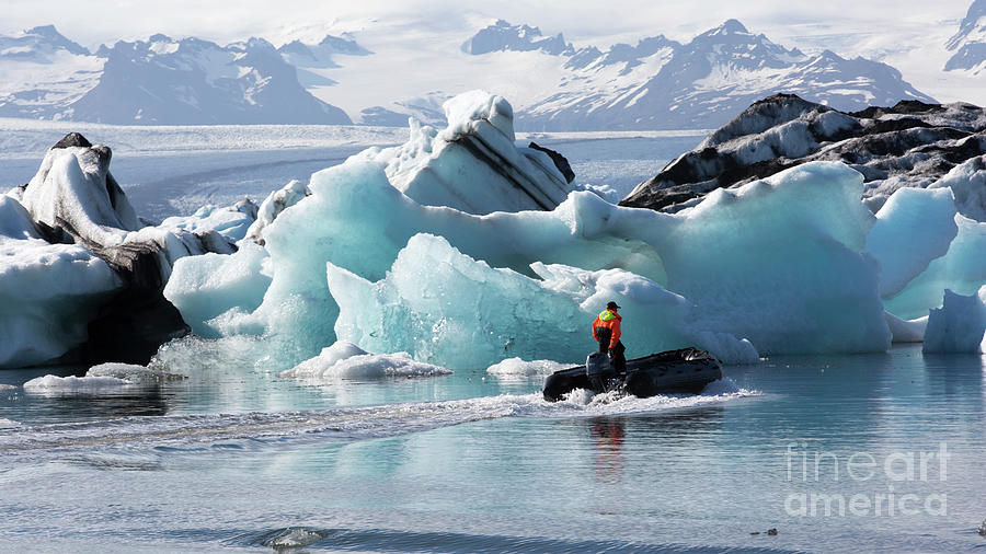 Boat tour in Glacial lagoon Photograph by Agnes Caruso Boat tour in Glacial lagoon Photograph by Agnes Caruso