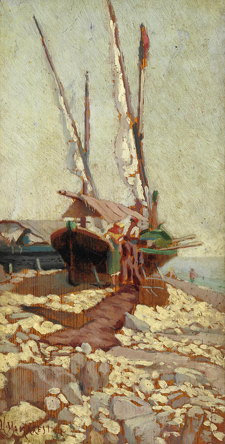 Boat with Figures  Painting by Ugo Manaresi