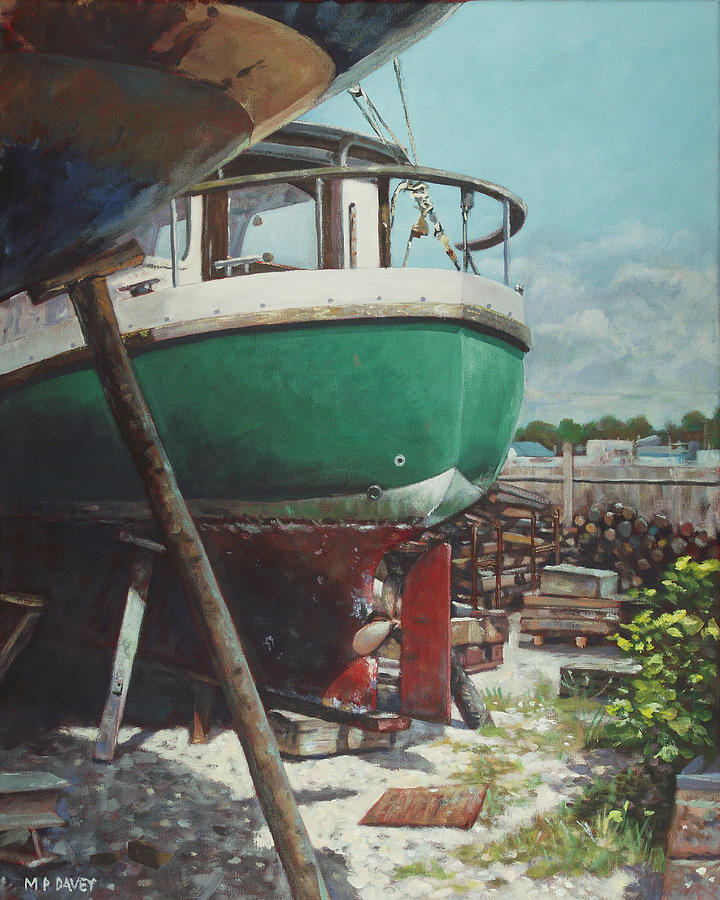 Boat Painting - Boat Yard Boat 01 by Martin Davey