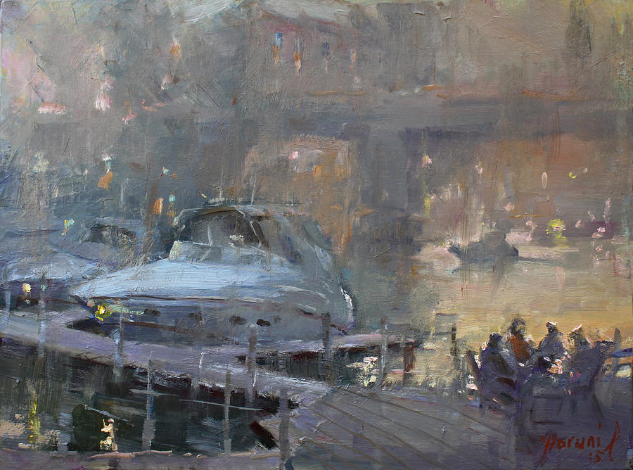 City Painting - Boaters at Dusk by Ylli Haruni