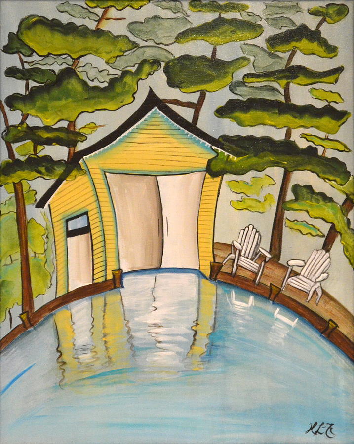 Boathouse Painting by Heather Lovat-Fraser