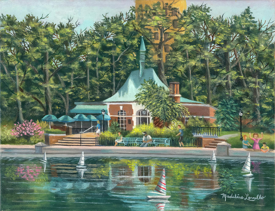 BoatHouse In Central Park, N.Y. Painting by Madeline Lovallo