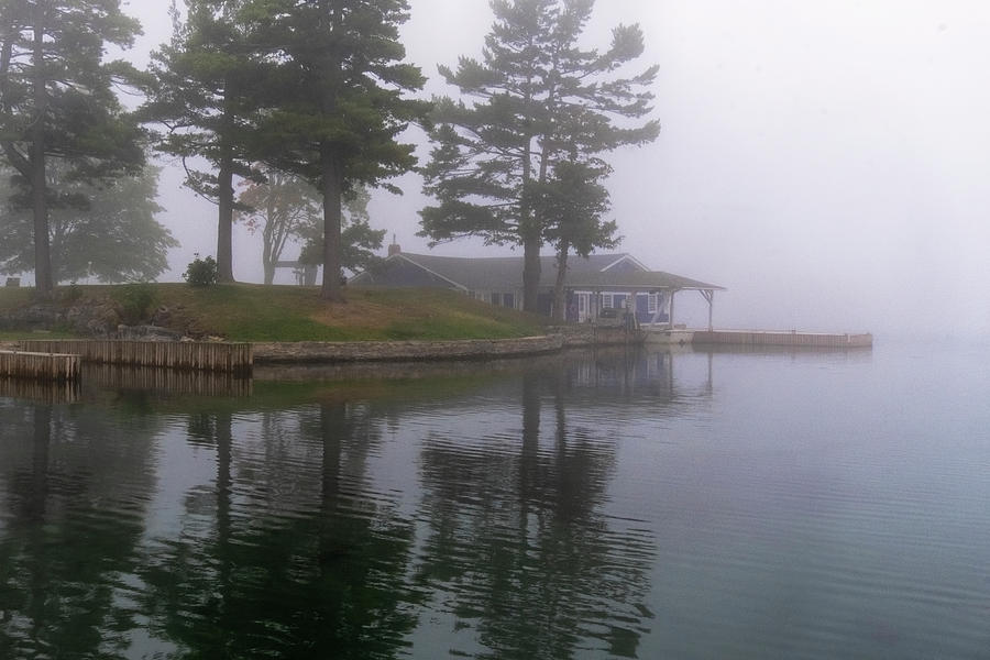 Boathouse In Fog Photograph by Tom Singleton