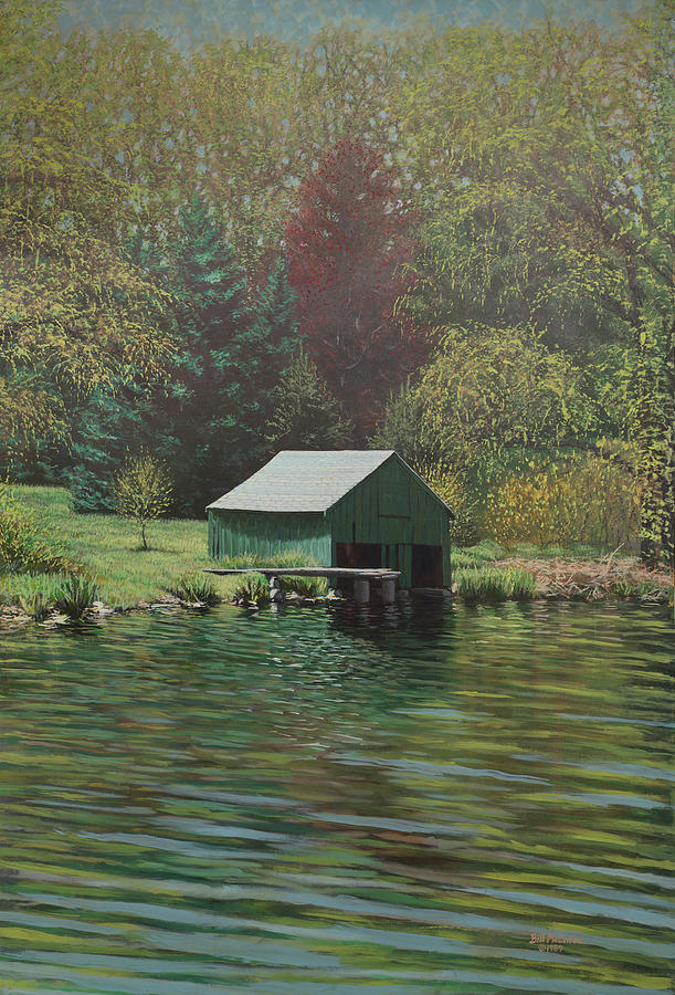 Boathouse on Langwater Pond Painting by Bill McEntee