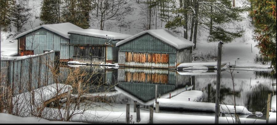 Winter Photograph - BoatHouse by Rick Couper