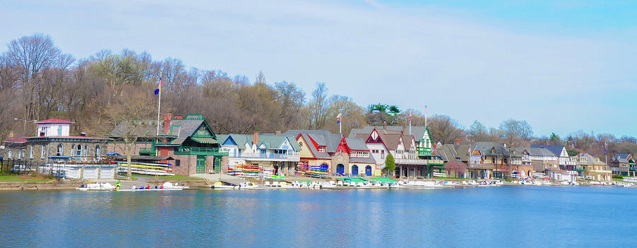 Boathouse Row in Panorama Photograph by Bill Cannon