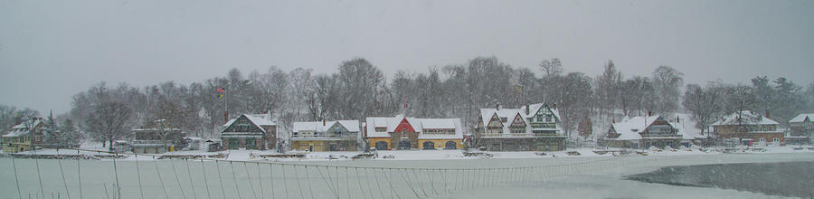 Boathouse Row in the Winter - Panorama Photograph by Bill Cannon