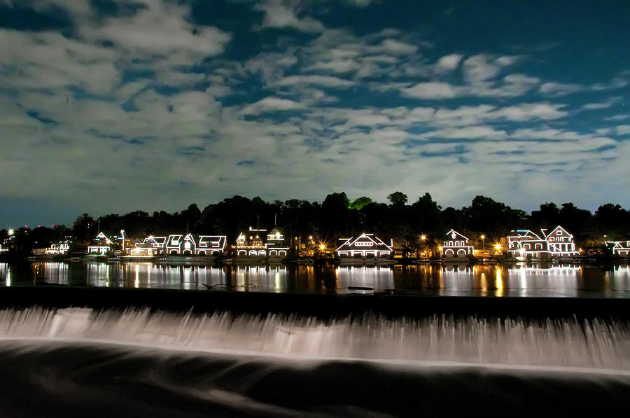 Boathouse Row - Nights Reflection Photograph by Bill Cannon