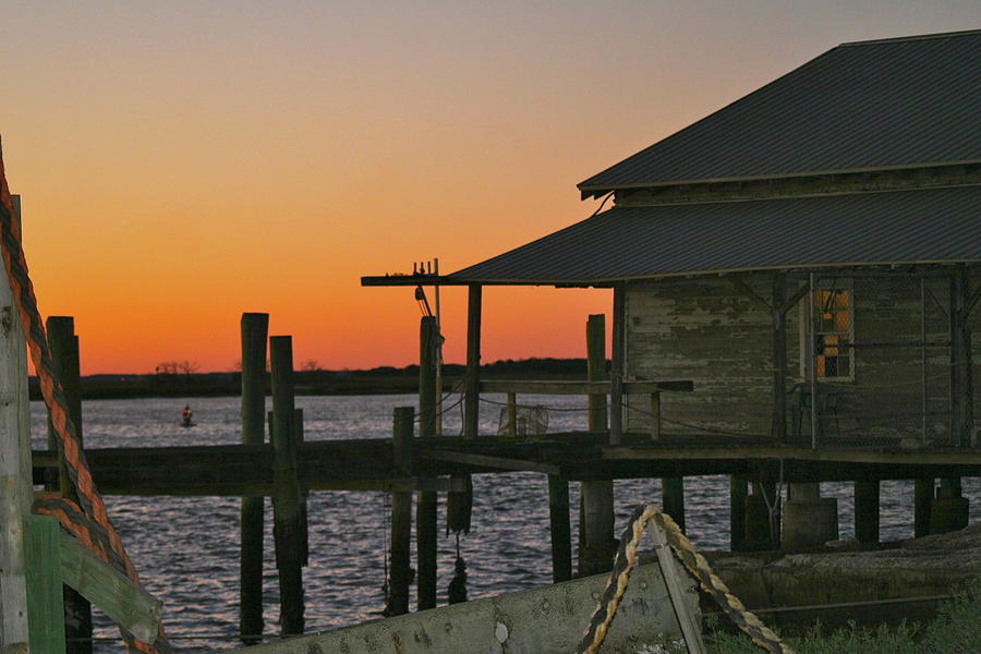 Sunset Photograph - Boathouse sunset by Beverly Cummiskey