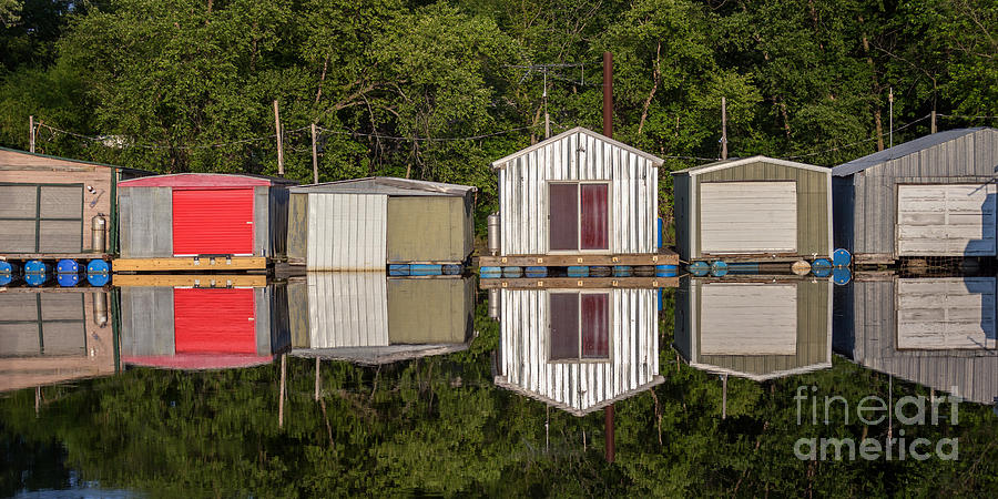 Boathouses in a Row Photograph by Kari Yearous