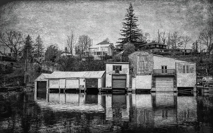 Boathouses in Black and White Photograph by Andrew Wilson