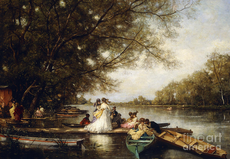 Ferdinand Heilbuth Painting - Boating Party on the Thames by Ferdinand Heilbuth