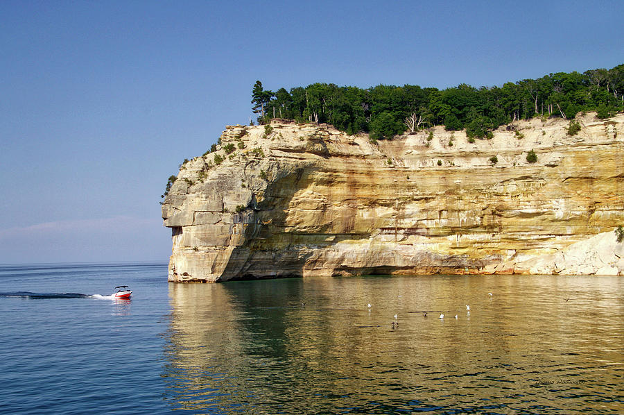 Boating Past Indian Head Rock Pictured Rocks National Lakeshore UP Michigan 17 Photograph by Thomas Woolworth