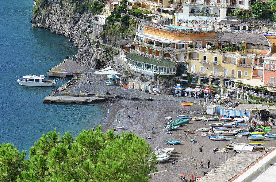 Boats and Beach in the Village of Positano in Italy Photograph by DejaVu Designs