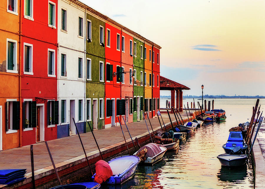 Architecture Photograph - Boats and Colorful Homes in Burano Italy by Good Focused