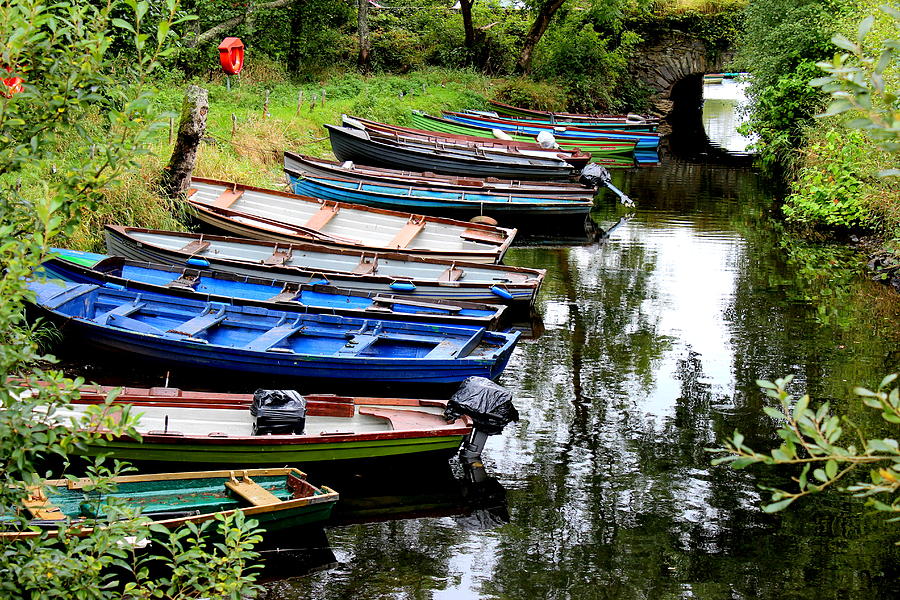Boats ashore at Ross Castle Ireland Photograph by Toni and Rene Maggio
