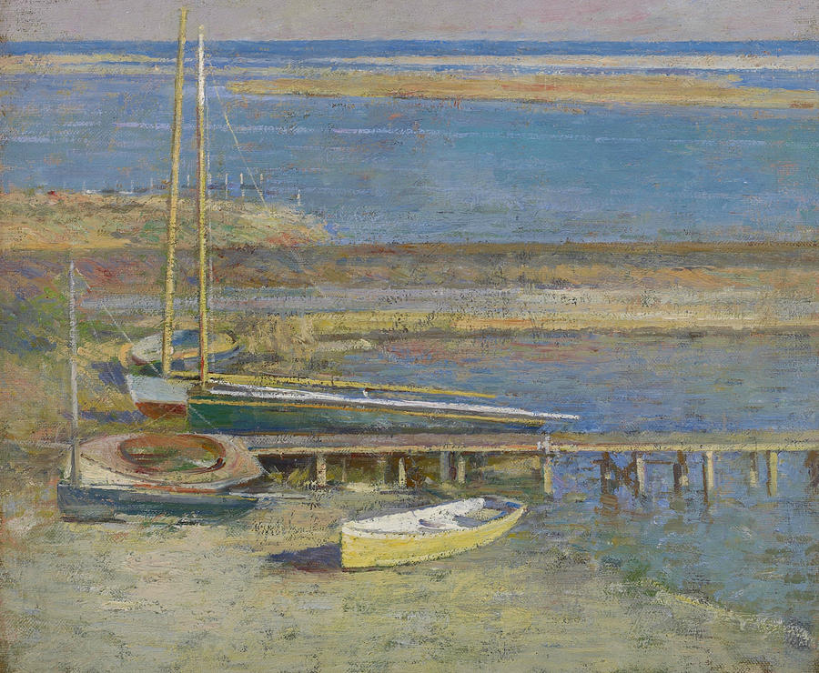 Boats at a Landing Painting by Theodore Robinson